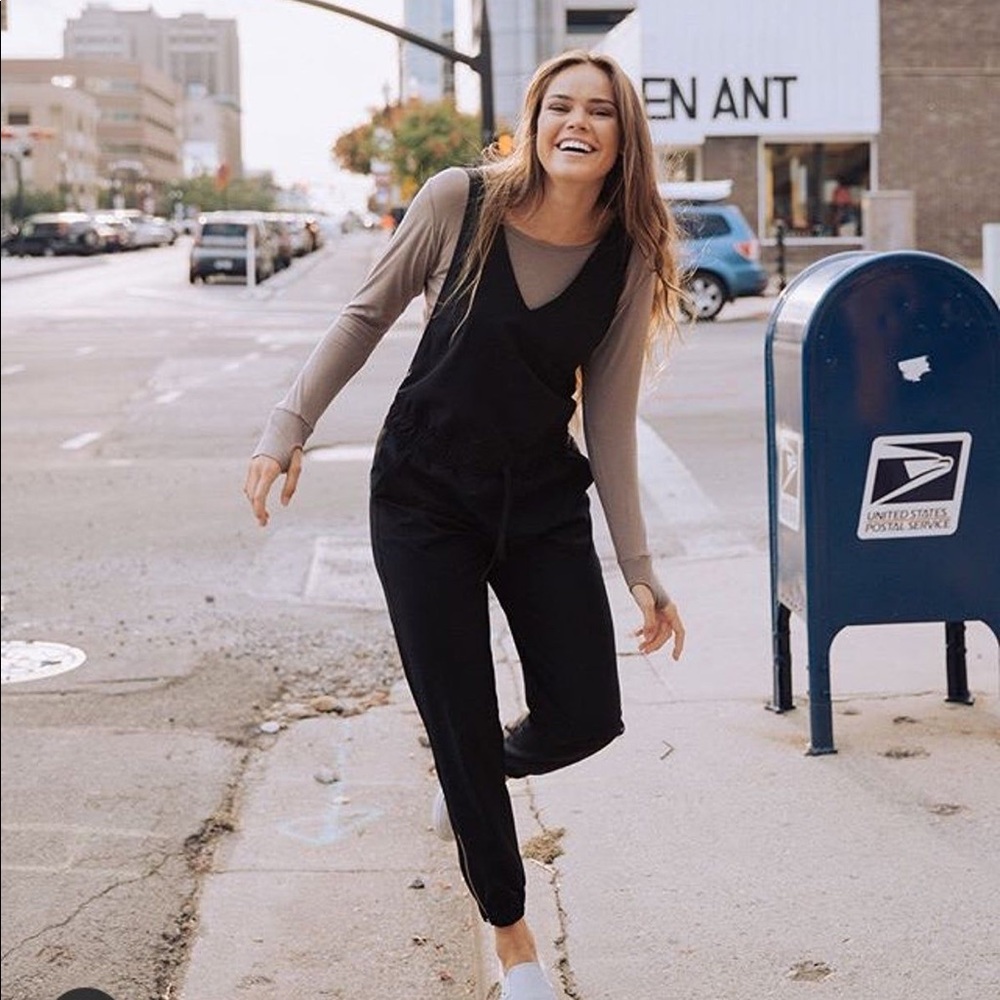 Albion Fit V Neck black overall jumpsuit